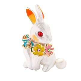 FAIRYGATE Women's Brooches & Pins Crystal Brooch Bunny Cute Animal Rabbit Lapel Pin Brooches Badge Clothes Bag Jackets Beautiful Design Decor Clothes Accessories for Men Women Lady Girl B1744