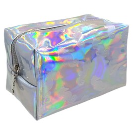 MIJOMA Beauty Bag - Holographic Seahorse Print 100% Polyester Wipe Clean Makeup Bag 17x11x10cm, silver, Modern