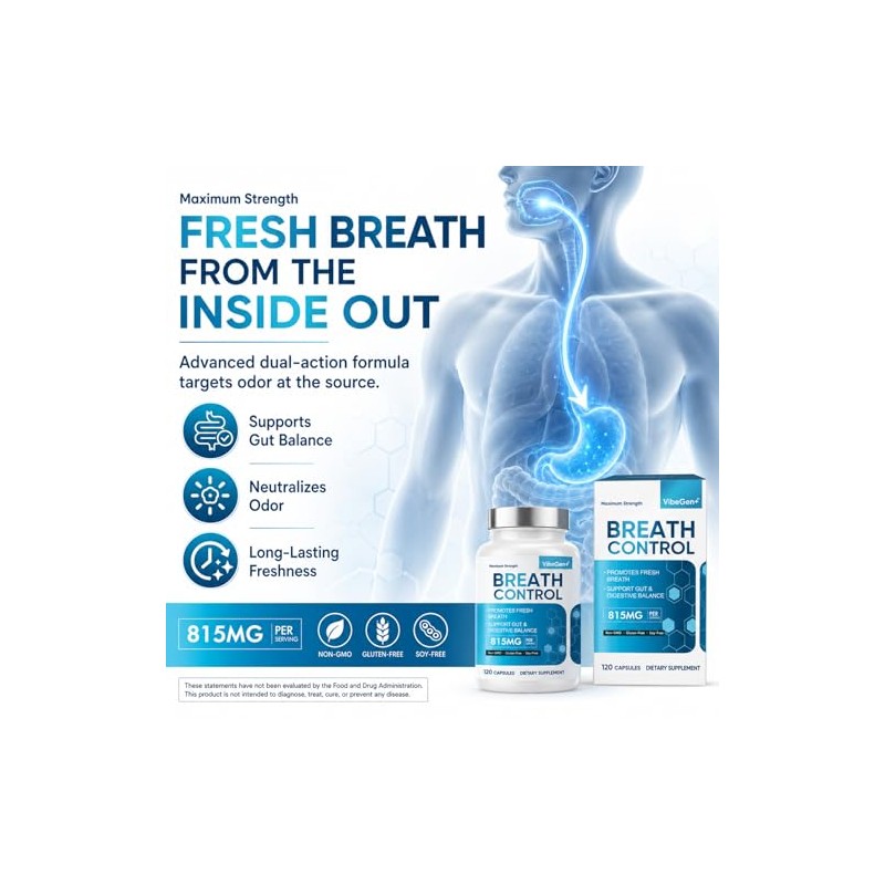 Bad Breath Treatment for Adults, 7-in-1 Advanced Breath Control Supplement