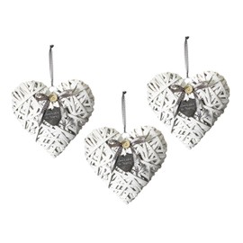 Kobolo Decorative Heart Pendant Chipwood White Set of 3