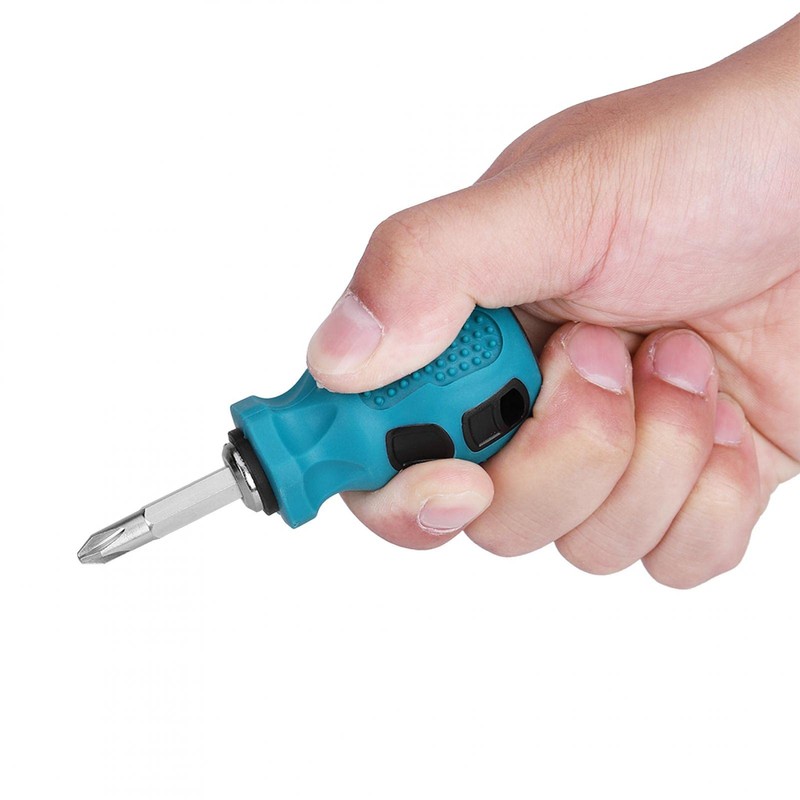 Mini Stubby Screwdriver, Magnetic Dual Purpose Crossing Slot Bits Screwdriver,