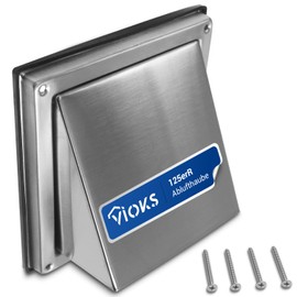 VIOKS Ventilation Pipe Cover 125 Stainless Steel – Exhaust Hood with Backflow Flap & Extractor Hood Cover – Extractor Hood Outdoor Cover for Ducting Systems