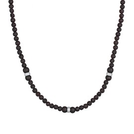 Kuzzoi Buddha Men's Natural Stone Necklace, Stone Chain Made of Lava Beads (8 mm), Men's Necklace with Silver Bead Made of 925 Sterling Silver, Necklace for Men, Length Approx. 50 cm, Gemstone, Lava