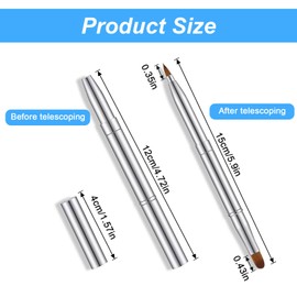 Retractable Lip Brush, Silver Dual Ended Lipstick Brush, Portable Brushes for Lipgloss, Eyeshadow Applicator, Travel Makeup Brushes with Protective Cap