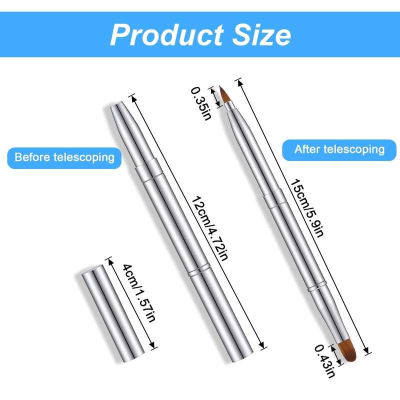 Retractable Lip Brush, Silver Dual Ended Lipstick Brush, Portable Brushes