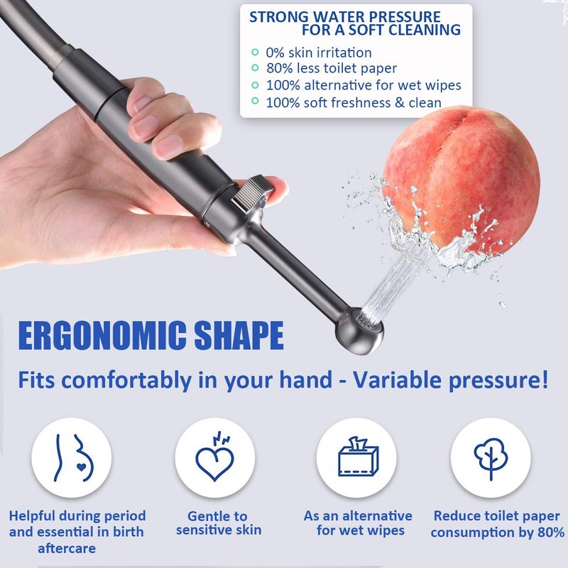 SonTiy Handheld Bidet Toilet Sprayer Black Stainless, Cloth Diaper Sprayer
