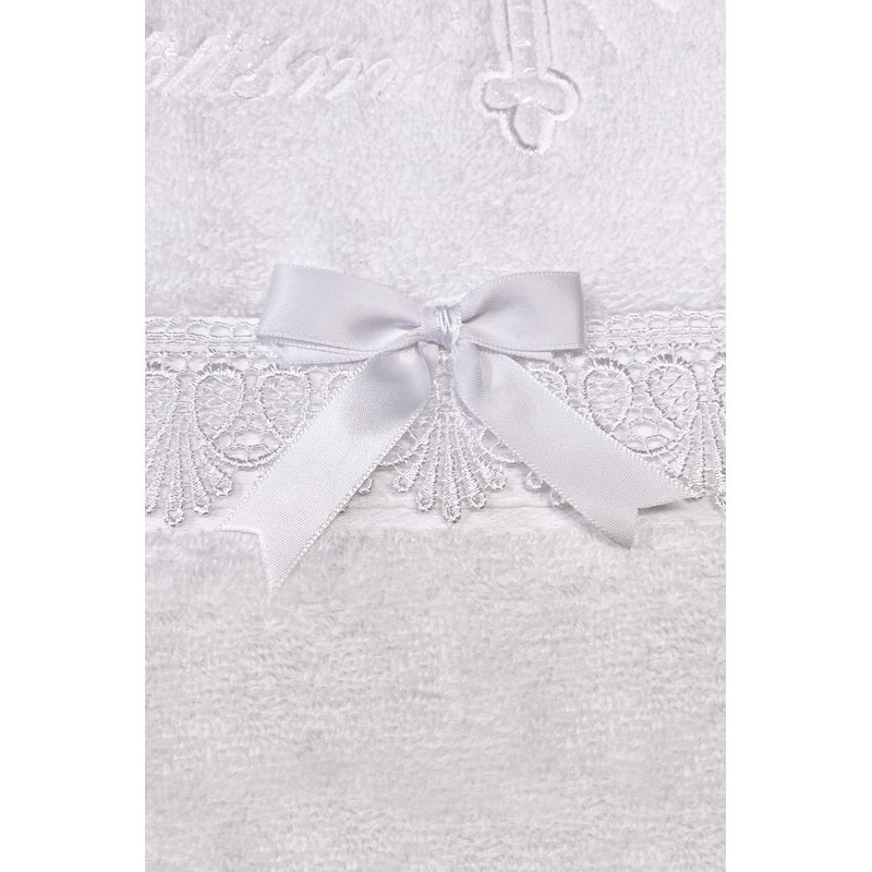 Toalla de Bautizo, Color Rosa, diseño de Princesas Blancas, 100%