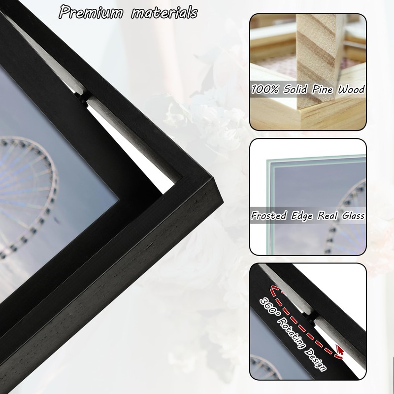 Gdfmsc 4x4 Rotating Picture Frame 2 Pack, Two-sided Viewing Display