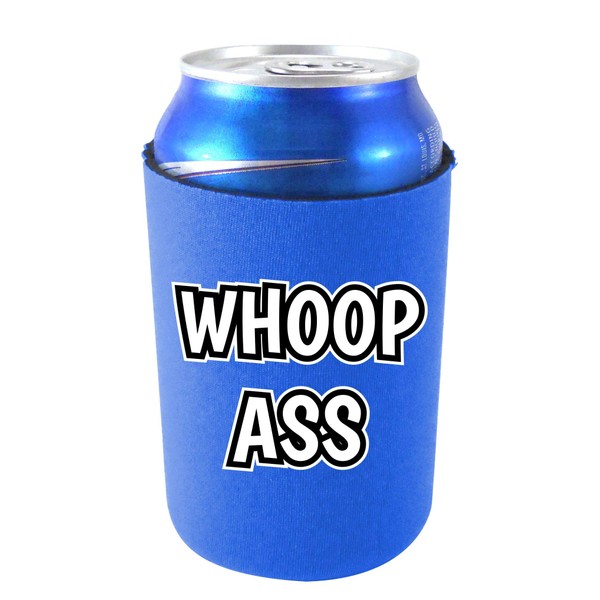 Whoop Ass Neoprene Collapsible Can Coolie (Royal Blue, 1)