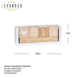 Würfel Countdown Kalender Holz Natur Weiß Holzkalender Tischkalender Themenleiste Tageszähler Geburtstag Urlaub Jahrestag