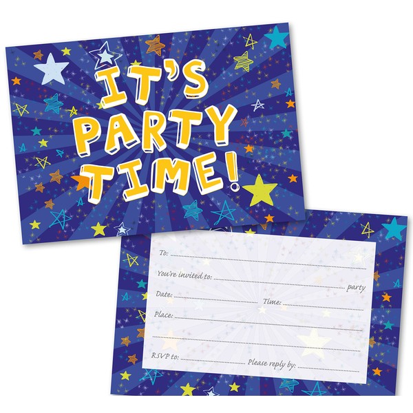 Absolutely Yours Party Invitations Pack of 36. Blue Starburst themed