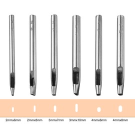 HARFINGTON 6pcs Oval Hole Punch Set 2mm 3mm 4mm Leather Hollow Cutter Kit Oblong Punch Die Carbon Steel Leather Punch Tool for Canvas Strap Belt Watch Band Leathercraft Working DIY Tool