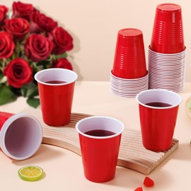 Dualshine 100 Pack Red Plastic Cups 18 oz, Disposable Heavy Duty Drinking Cups for Party, Graduation Shot Cup for Christmas Wedding Birthday Beer Taste Serving Snack Sample Tastings Barbecues Picnic