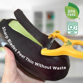 ALAZCO 3 Pack BPA-FREE Premium Swivel Fruit Vegetable Peeler Ergonomic Comfort Hold Handle Ultra Sharp Steel Blades Ideal Kitchen Peeler Potato Carrot Apple Cucumber Veggies Dishwasher Safe