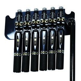 OVSAL 10.5mm Headless Electric Guitar Bridge Brass Block Saddle Hardened Steel Plate 2 point tremolo bridge for Fanned-fret 6 String Headless Electric Guitar Replacement parts （All Black）