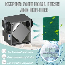 Podoy 65-160 HRV Filter Replacement Compatible with Lifebreath Heat Recovery Ventilator 6 Pack Reusable Square Air Exchanger Filter, Improves Indoor Air Quality