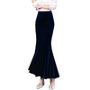 ebossy Falda larga de sirena de terciopelo de cintura alta para mujer, para fiesta de noche, Azul, XXL
