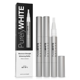 PurelyWHITE DELUXE PurelyWHITE DELUXE 3 Pack Teeth Whitening Gel Pen Refills, No Sensitive Teeth Whitener, Great for Sensitive Tooth Whitening, Carbamide Peroxide Teeth Whitening Gel, Whiter Teeth in 7 Minutes