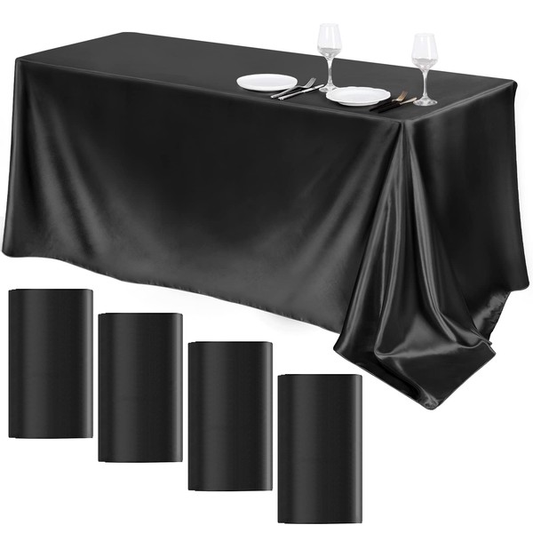 TURSTIN 4 Packs Satin Tablecloth 102 x 58 Inch Overlay