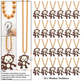 KeeStar 24 Pack Monkey Necklace Party Favors for First Birthday, Wild Animals Lover, Baby Shower Goodie Bag Fillers, School Carnival Rewards, Photography Props, Home Decorations, Classroom Prize