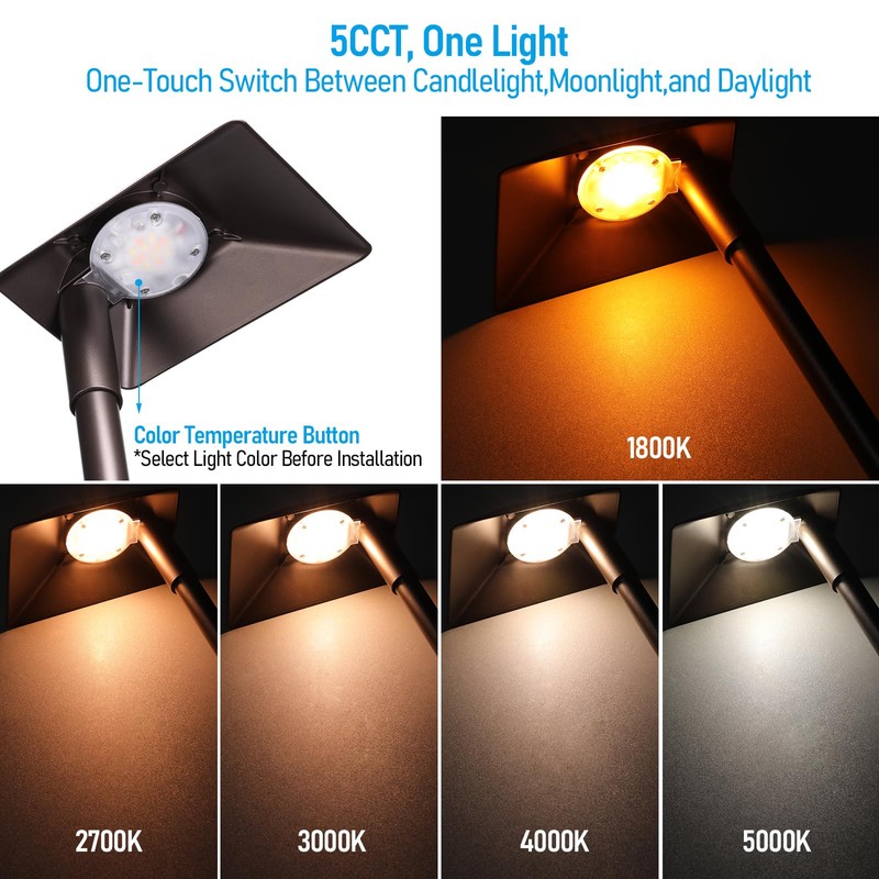 LEONLITE 5CCT Anti-Glare Low Voltage Pathway Lights, 5W Wired 12-24V
