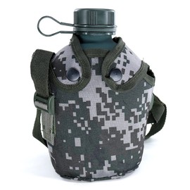 HNJZX Aluminium Water Bottle, Camouflage Water Bottle, 1 Litre Aluminium Camping Water Bottle, Camping Water Bottle with Strap, with Cover Bag for Camping, Hiking, Backpacking, Hunting (Forest Camouflage)