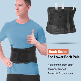 Back Brace for Lower Back Pain with 4 Ergonomic Stays; Lumbar Support Belt for Work Heavy Lifting Men Women; Adjustable Breathable Waist Support Relieve Sciatica, Herniated Disc (PB, XL)