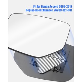 Driver Side Heated Mirror Glass with Backing PlateFit for Honda Accord 2008 2009 2010 2011 2012 Replace 76253-T2F-R01