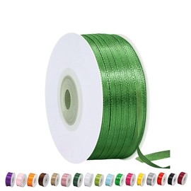 Satin Ribbon Green 3 mm Wide Gift Ribbon Satin, 91 m Satin Ribbons Green Thick Ribbon Decorative Ribbon Silk Ribbon Gift Wrapping Fabric Ribbon Gift Ribbons for Decorating Crafts Dress Wedding