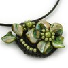 Avalaya Green Shades Shell Flower Flex Wire Choker Necklace -