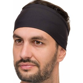 Stretchy Sports Headband for Men & Women - Guys Sweatband for Running, Cycling, Basketball, Yoga, Fitness - Moisture Wicking Workout Hairband