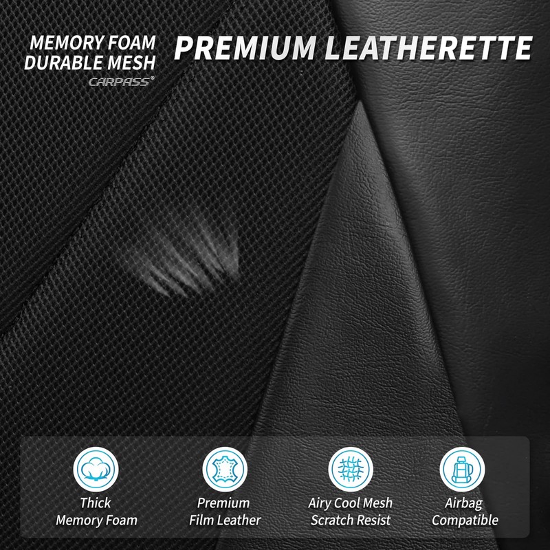 Airy Cool Memory Foam Seat Covers, Leather Mesh Thick Car