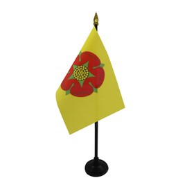 Lancashire New county Table Flag 4'' x 6'' - County of Lancashire - England Desk Flag 15 x 10 cm - golden spear top - AZ FLAG