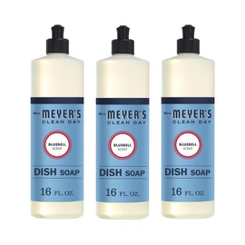 Mrs. Meyer's Clean Day Dishwashing Liquid Dish Soap, Cruelty Free Formula, Bluebell Scent, 16 Ounce (Pack of 3)