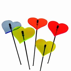 SunCatcher Garden Decor Ornaments Hearts, Set of 5 Decorative Garden Stakes, 25cm/10'' high Outdoor Yard Accessory, Great Gardeners Gift, Colour:mixed colours