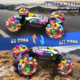 ARNTOYOND Gesture Sensing Remote Control Stunt Car Toys for 6-12 yr Boys Girls, 360° Rotating 4WD RC Transform Cars 2.4Ghz Drift Hand Controlled Twist Cars, Best Birthday for Kids 8-12