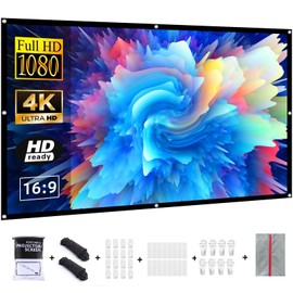 VERCORKIN Projection Screen 84 inch Outdoor Projector Screens Portable Movie Screen 16:9 Foldable Anti-Crease Projection Screen for Home Theater Outdoor Indoor Support Double Sided Projection