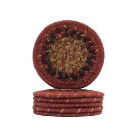 Homespice Highland Country Style Rope Coasters Set of 6 - Multicolor Jute Braided - Durable, Absorbs Moisture, Easy to Clean and Protects Furniture
