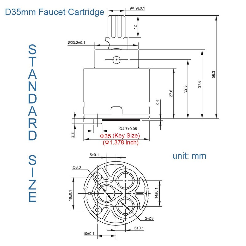 Diameter 35mm Ceramic Faucet Cartridge Replacement for Single Handle Kitchen