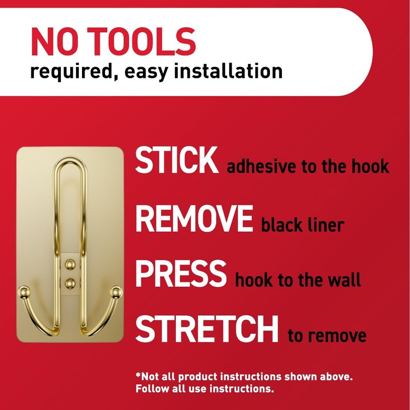 Command X-Large Satin Brass Triple Hook, 1 Hook, 3 Strips,