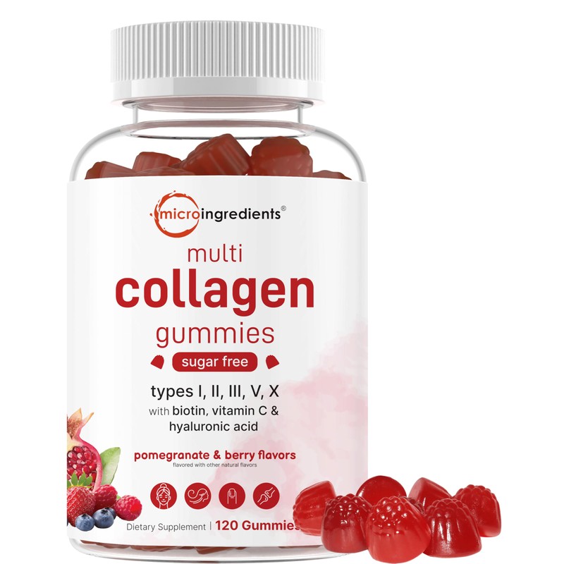 Micro Ingredients Multi Collagen Peptides, 120 Collagen Gummies | Type