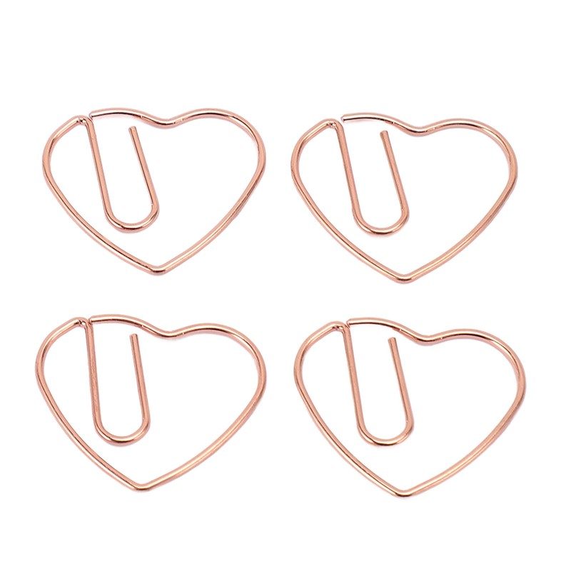 100Pcs Heart Shaped Paper Clips Iron Decorative Paperclips Set with