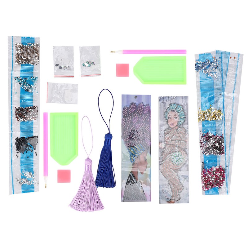 2 Set Diamond Bookmarks 5D DIY Painting Crystal Rhinestones Embroidery
