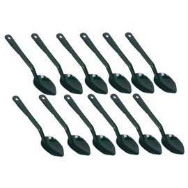 Soro Essentials- 11” Solid Serving Spoons Polycarbonate Green Color Set of 12- Serving Spoon Catering Spoons Solid Serving Utensils for Buffet Banquet Flatware Kitchen Basic Serving