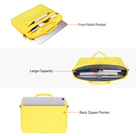 MOSISO Laptop Shoulder Messenger Bag Compatible with MacBook Air/Pro,13-13.3 inch Notebook,Compatible with MacBook Pro 14 inch M3 M2 M1 Pro Max 2023-2021 with Adjustable Depth at Bottom, Yellow
