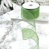 DINDOSAL Lime Green Wired Ribbon 2.5" X 10 Yards Glitter