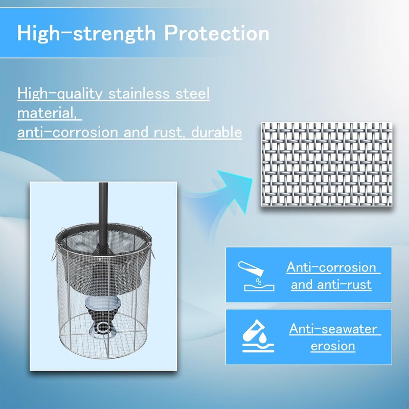 Stainless Steel Submersible Pump Screen, 9.5" Diameter X 13.5" Tall，Pond