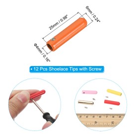 PATIKIL 12 Pcs Shoelace Tips with Screw, Alloy 25mm Cylindrical Aglets Shoes Lace Cords End Tip Cap Replacement for DIY Clothes Strings, Orange