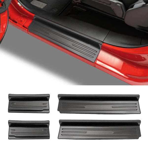 Carbon Fiber Pattern Door Sill Guards for Jeep Wrangler 2018-2025