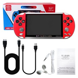Upgraded New 128Bit Built in 1000 Games 5.1" 8GB 128Bit Portable Handheld Video Game Console Player (Red)
